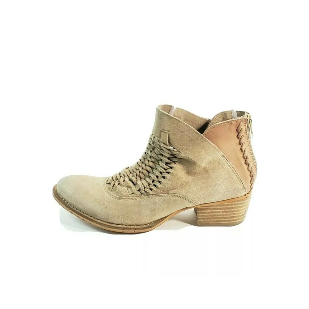 Great Rebels Cori Ankle Booties Woven Beige Suede